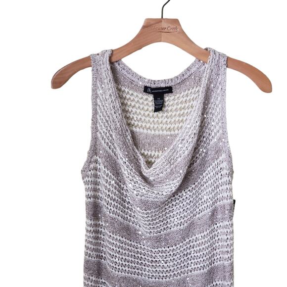 NWT INC International Concepts Sequin Sleeveless Knit Cowl Neck Top XS - Picture 3 of 10